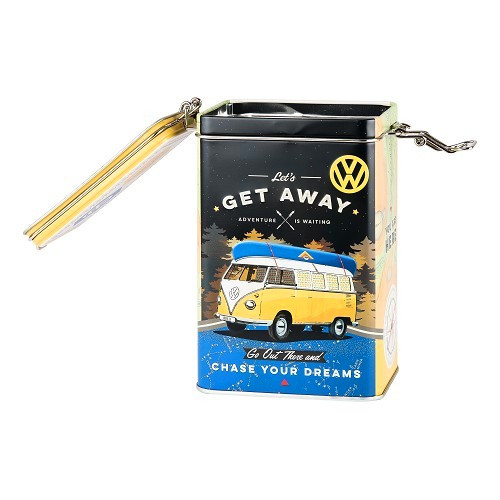 Boîte décorative métallique à clip VW COMBI LET'S GET AWAY - 7,5 x 11 x 17,5 cm - UF01639