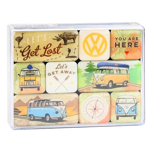  Magneten VW COMBI LET'S GET LOST & AWAY - 9 Stück - UF01654 