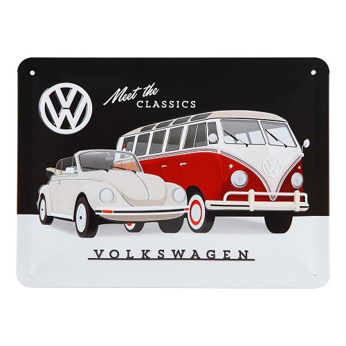  Placa metálica decorativa VW CLASSICS - 20 x 15 cm - UF01662 