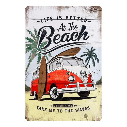  Metalen naambord LIFE IS BETTER AT THE BEACH - 20 x 30 cm - UF01681 