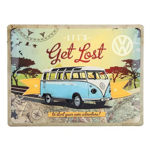  VW LET'S GET LOST metalen naambord - 30 x 40 cm - UF01685 