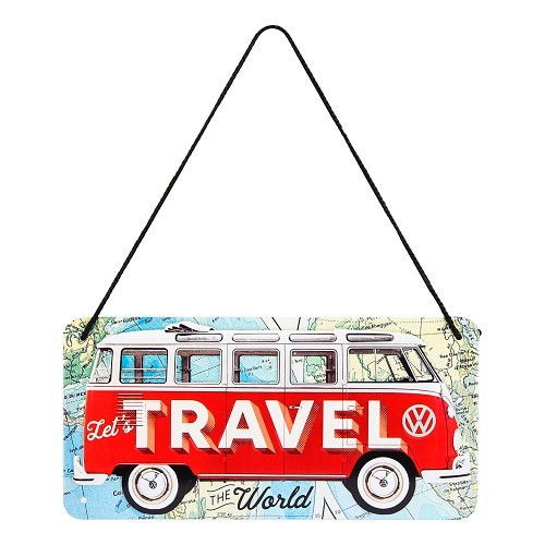  Decoratieve metalen plaat met koord VW COMBI SPLIT TRAVEL - 10 x 20 cm - UF01686 