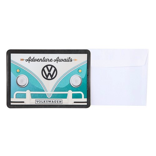  Metallische Postkarte VW COMBI SPLIT ADVENTURE AWAITS - 10 x 14 cm - UF01693-2 