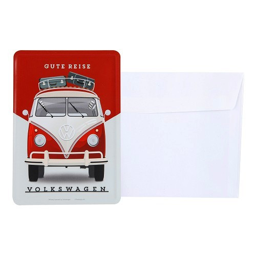  Metalen ansichtkaart VW COMBI SPLIT GUT REISE - 10 x 14 cm - UF01694-2 