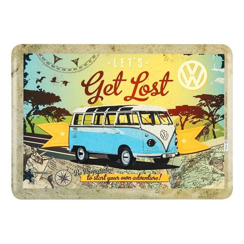  Metallpostkarte VW COMBI SPLIT LET'S GET LOST - 10 x 14 cm - UF01695 