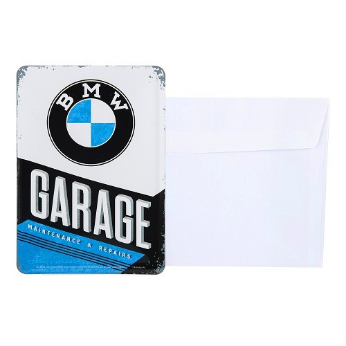 Carte postale métallique BMW GARAGE - 10 x 14 cm - UF01699