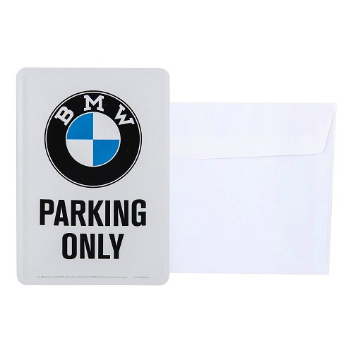 Cartolina in metallo BMW PARKING ONLY - 10 x 14 cm - UF01701