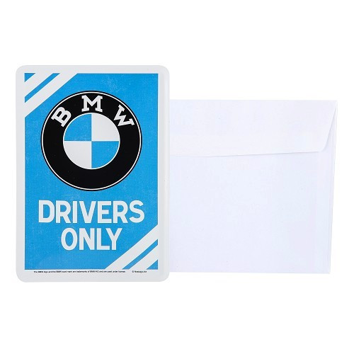 BMW DRIVERS ONLY metal postcard - 10 x 14 cm - UF01704