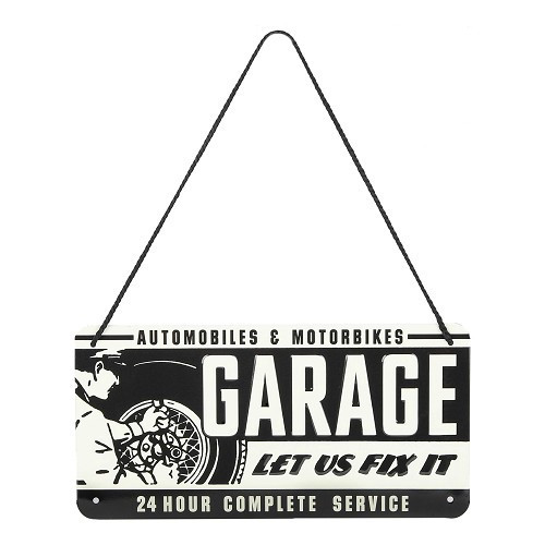  Plaque décorative métallique avec cordelette GARAGE - 10 x 20 cm - UF01715 