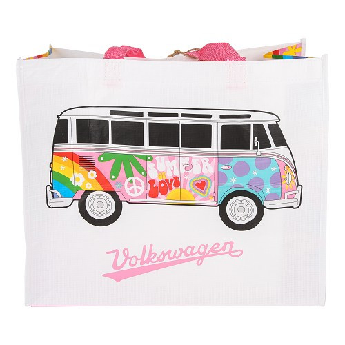 VW Combi Split Flowers shopping bag - Hippies - UF01738