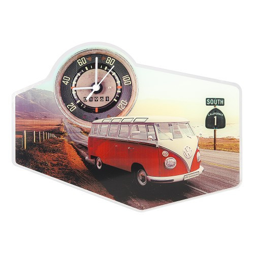  Relógio vermelho Plexiglas VOLKSWAGEN Combi Split - Rota da Califórnia - UF01811 