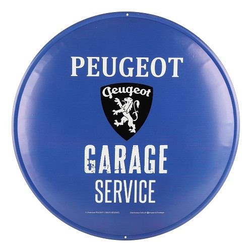  Targa decorativa rotonda smaltata PEUGEOT GARAGE SERVICE - Diametro 45 cm - UF01822 