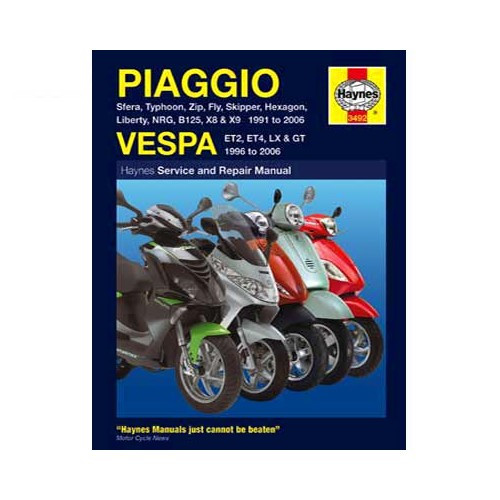     
                
                
    Haynes technical guide for Vespa and Piaggio scooter from 91 to 2006 - UF04468
