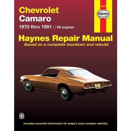     
                
                
    Haynes USA technical guide for Chevrolet Camaro from 70 to 81 - UF04576
