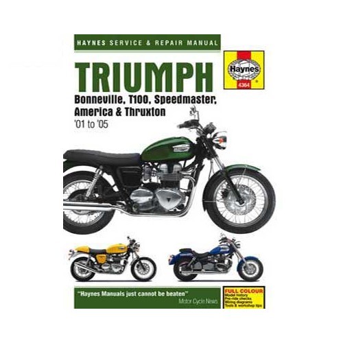     
                
                
    Haynes technical guide for Triumph Bonneville from 2001 to 2005 - UF04830
