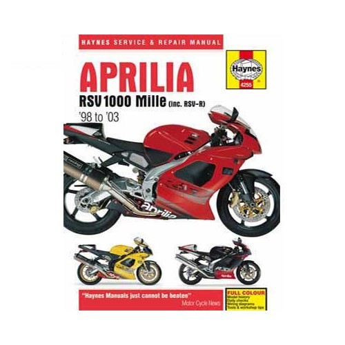  Revisão técnica da Haynes para Aprilia RSV 1000 de 98 a 2003 - UF04844 