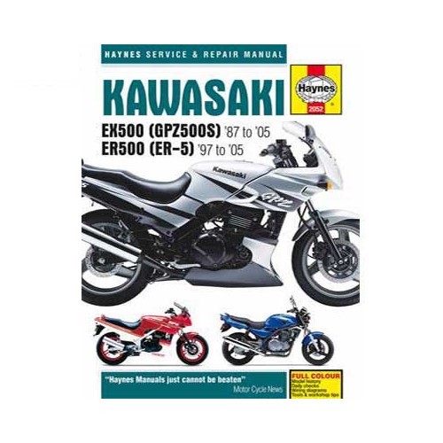     
                
                
    Haynes technical guide for Kawasaki EX500 (GPZ500S) & ER500 (ER-5) from 87 to 05 - UF04884
