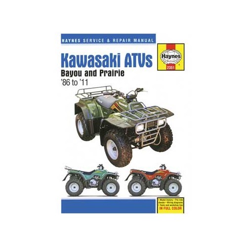  Revisão técnica da Haynes para Kawasaki Bayou 220/250/300 e Prairie 300 quad bikes de 86 a 2003 - UF04990 