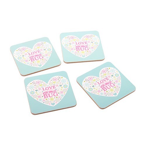 Drinks mats with multi-coloured VW Beetle motif - UF08139