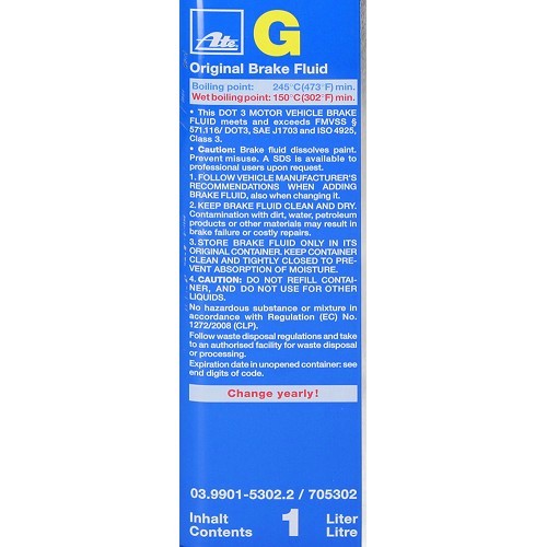 Bremsflüssigkeit ATE G DOT 3 - 1 Liter - UH27017