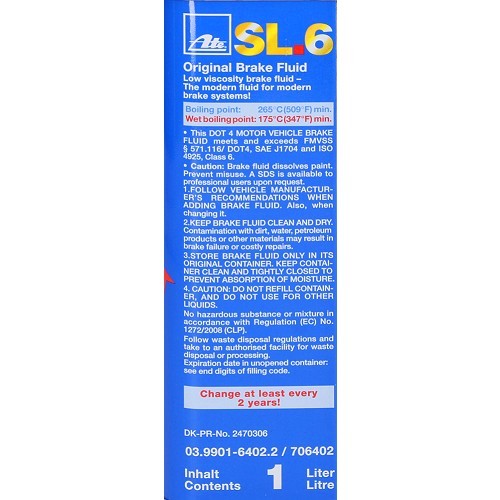 Liquido per freni ATE SL.6 DOT 4 - 1 litro - UH27019