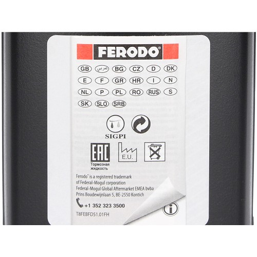 1/2 litro de líquido de freno y de embrague Ferodo DOT 5.1 - UH27100