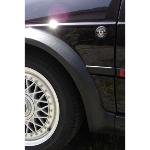 Placa adesiva WOLSBURG EDITION em alumínio para VW Golf 1 Cabriolet e 2 - diâmetro 40mm - UK20129