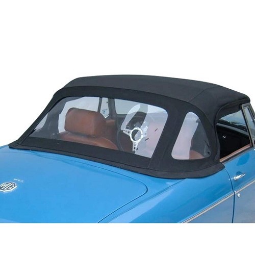 Black Alpaca convertible top for MGB (1963-1970) with folding hoops - UK50072