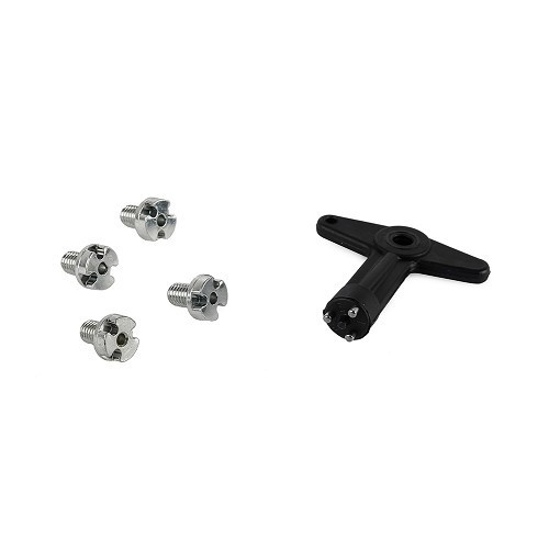  4 anti-theft screws + key for Ronal wheel centre caps - UL20079 