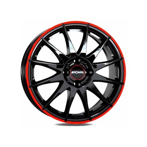  1 Llanta RONAL R54 MCR Negro brillante / Borde rojo 15 pulgadas 4 x 100 ET 38 - UL20190 