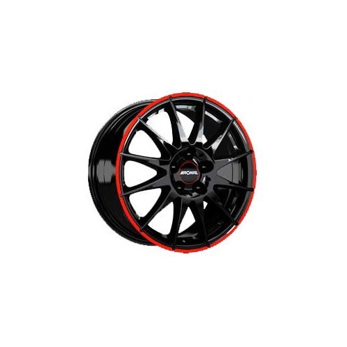  1 Llanta RONAL R54 MCR Negro brillante / Borde rojo 15 pulgadas 5 x 100 ET 35 - UL20295 