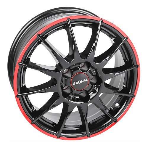  1 Llanta RONAL R54 MCR Negro brillante / Borde rojo 16 pulgadas 5 x 100 ET 38 - UL20300 