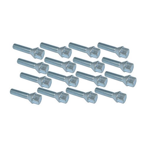 Set of 16 M12 x 1.5 x 39 mm wheel bolts with tapered seat