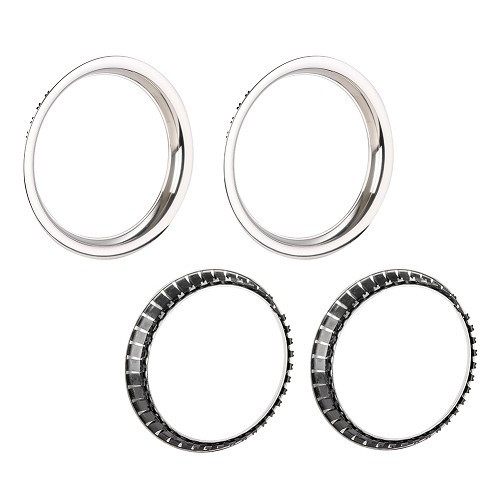 14" polished stainless steel bezels - set of 4