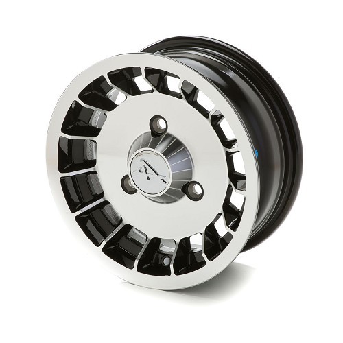  Polished Alpine-style wheel, black rims for Renault R4, R5  - UL60180 