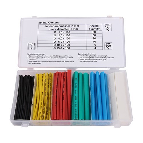 Assortment of 100 coloured shrink tubes - UO09007