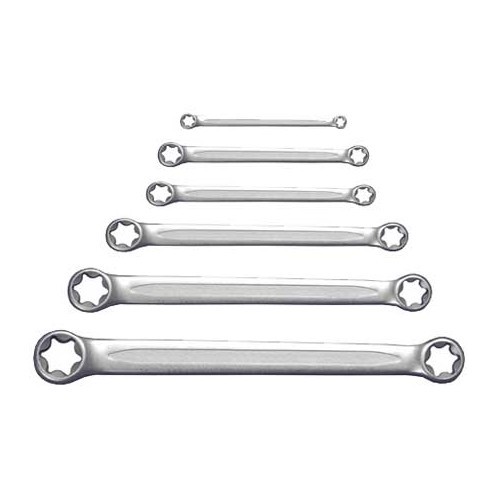 6-piece Double Ring Spanners for E-Type Screws (external), E6xE8-E20xE24