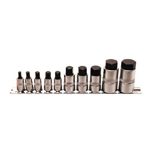  10-piece Internal Hexagon Bit Sockets, 4 - 19 mm, extra short - UO12245 