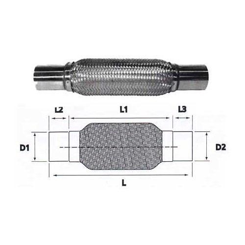  Tubo flessibile in acciaio inossidabile per raccordo di scarico, diametro 45<=> di 45 mm - UO20202 