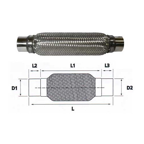     
                
                
    Tubo flessibile in acciaio inox per raccordo di scarico diametro 35 <=> 35 mm - UO20226
