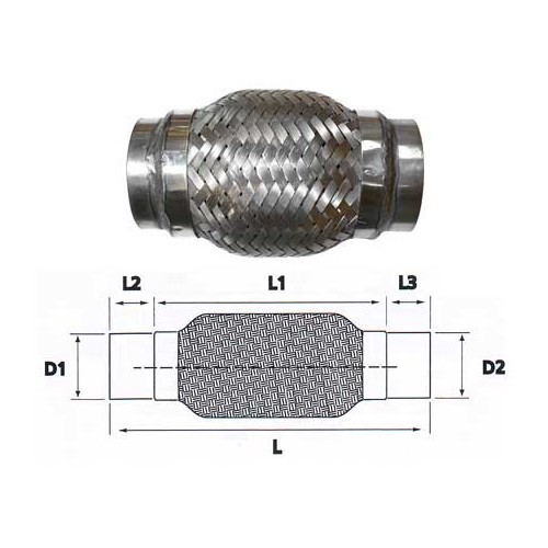  Mangueira de aço inoxidável para ligação de escape diâmetro 58 <=>58 mm</=>  - UO20234 