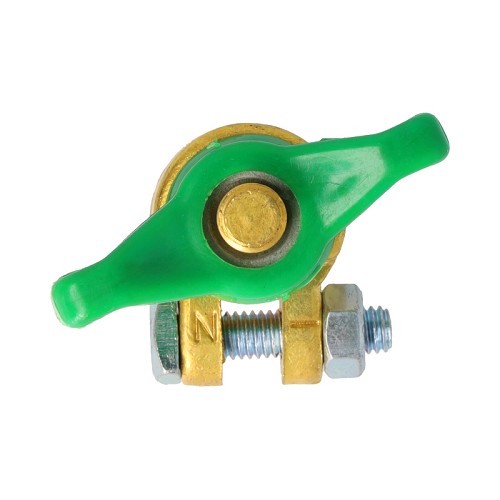  Brass Battery Terminal - Green Butterfly (-) M6 - UO62122 