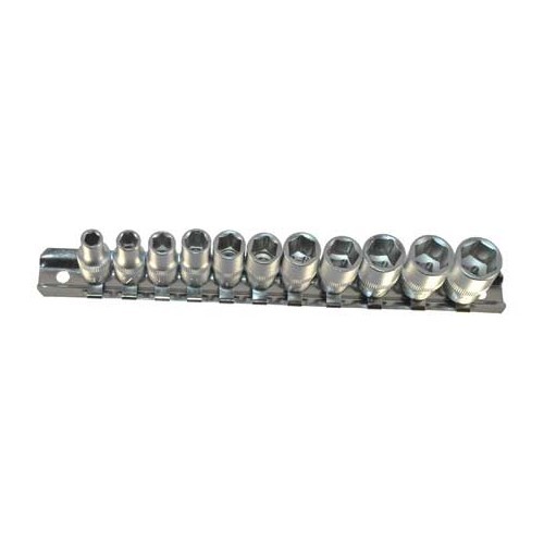 Set of sockets - sizes in inches - 11 pieces - hexagonal - UO69135