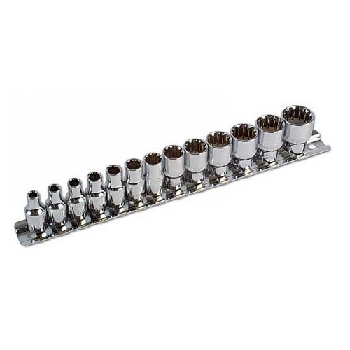 Set of 13 short AllDrive sockets - 12-sided - 1/4