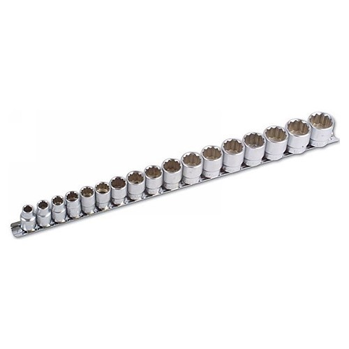 Set of 17 short sockets - 12-sides - 3/8