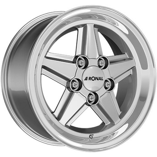  1 RONAL R9 zilveren velg met gepolijste rand 5 x 112 15 inch ET23 - Tweede keus - UX60360 