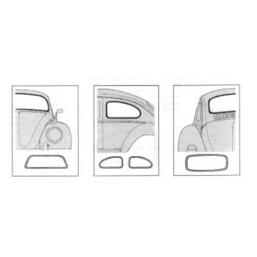 Deluxe rear window seals for Volkswagen Beetle Split-&gt; 1953 - 2 pieces - VA13118