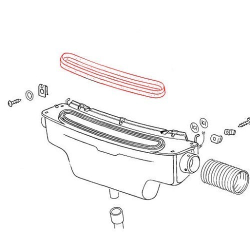 Joint entre caisson de ventilation et capot avant pour Volkswagen Coccinelle 68-> - VA13139