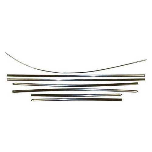  Set of polished aluminum body trim strips for Volkswagen Beetle Sedan (1963-1966) - VA14702 