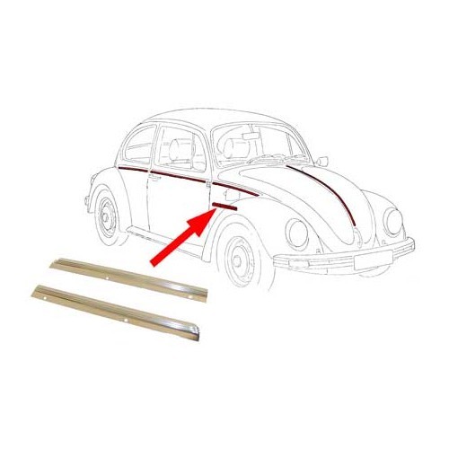  Beetle 1303 wide aluminum body trim strips - 2 pieces - VA14703 